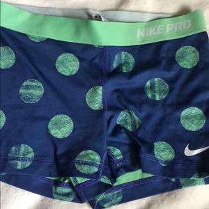 Blue and Green Polka Dot Nike Pros